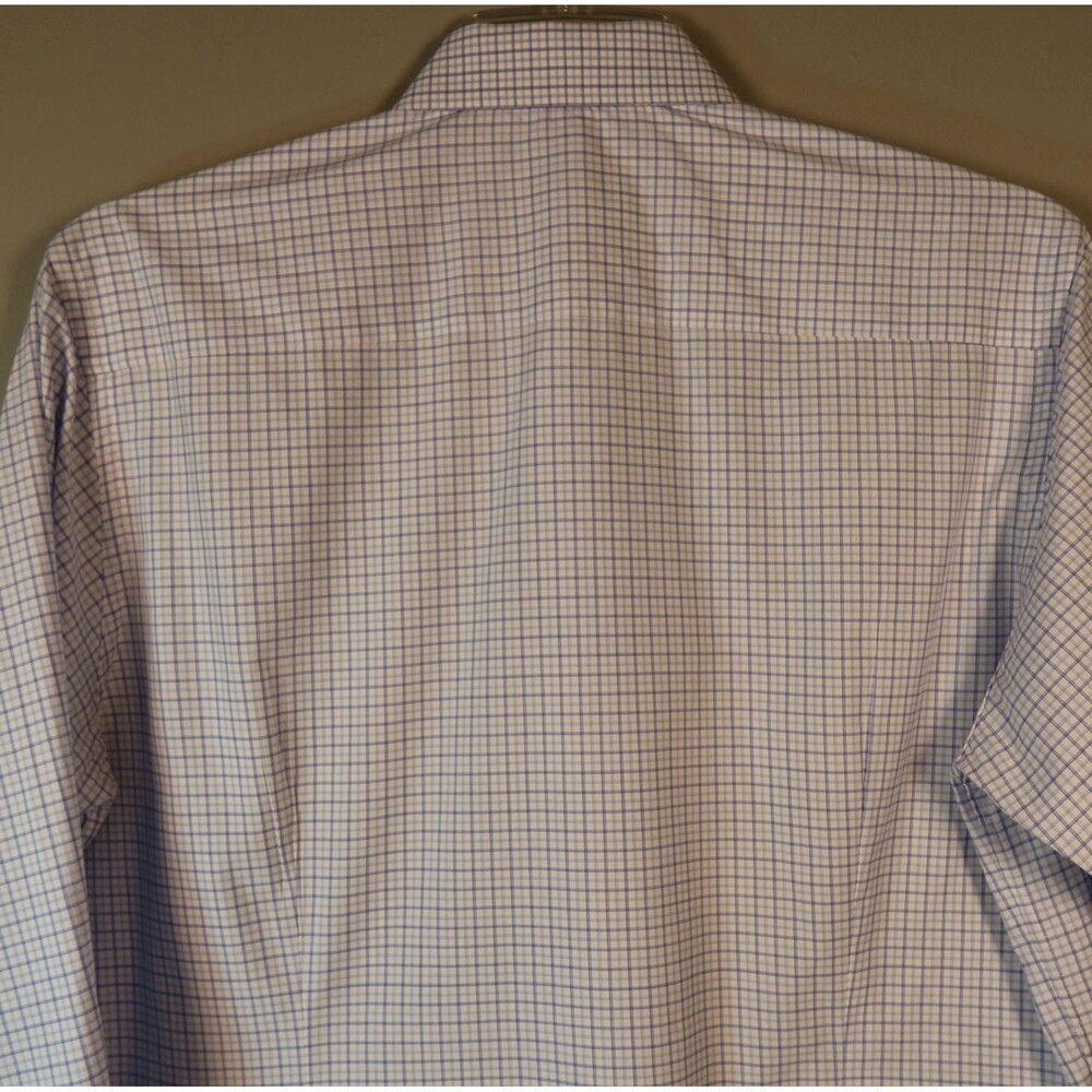 Eton Contemporary Dress Shirt Mens Size Large White/Blue Plaid Button Up - Picture 8 of 11